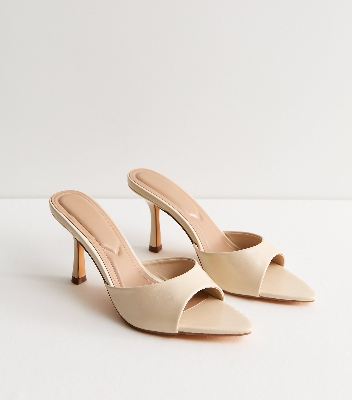 New Look Women's Truffle Off White Faux Leather Stiletto Mules New Look - 4