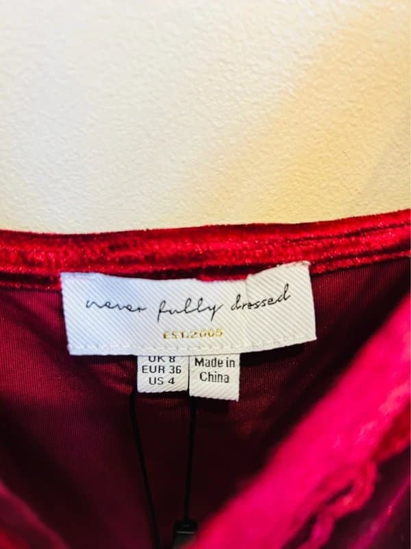 Never Fully Dressed Never Fully Dressed Burgandy Velvet Mimi Dress