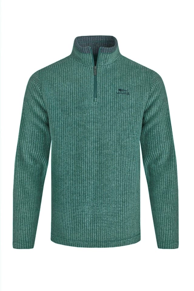 Weird Fish Weird Fish Men's Newark 1/4 Zip Grid Fleece in Bottle Green - 2