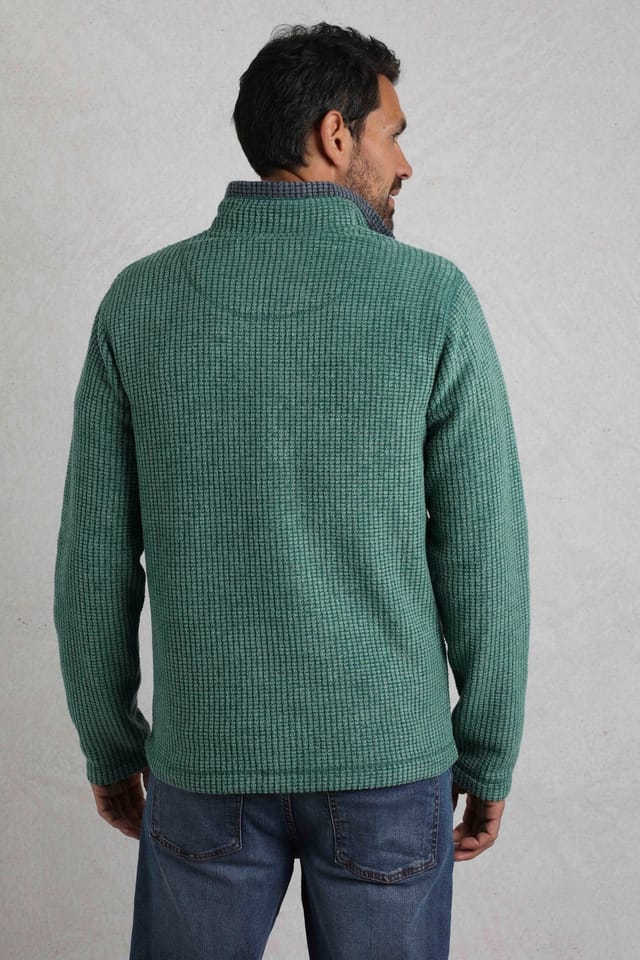 Weird Fish Weird Fish Men's Newark 1/4 Zip Grid Fleece in Bottle Green - 3