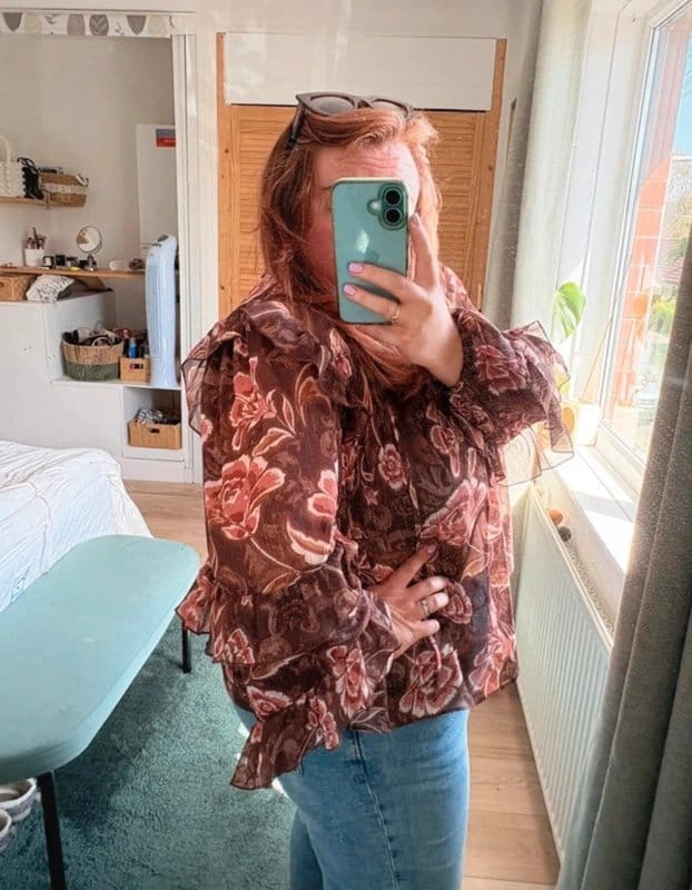 New Look New Look Boho Floral Sheer Bell Sleeve Blouse Brown UK 20 - 1