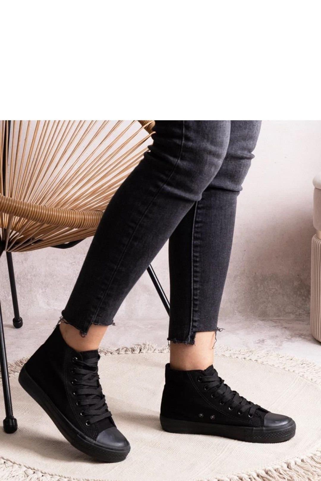 Love Lace Love Lace Women's Rafife High Top Sneakers with Laced Closure & Rubber Sole in Black