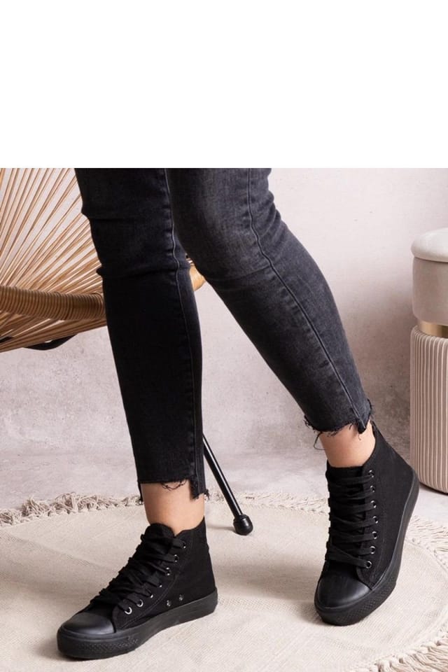 Love Lace Love Lace Women's Rafife High Top Sneakers with Laced Closure & Rubber Sole in Black - 2