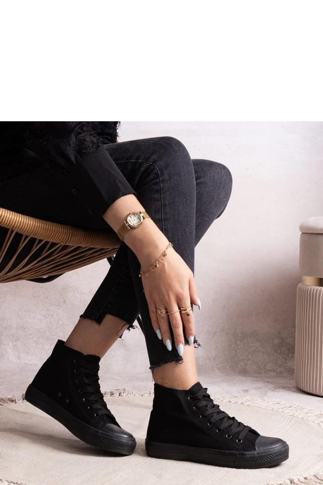 Love Lace Love Lace Women's Rafife High Top Sneakers with Laced Closure & Rubber Sole in Black - 3