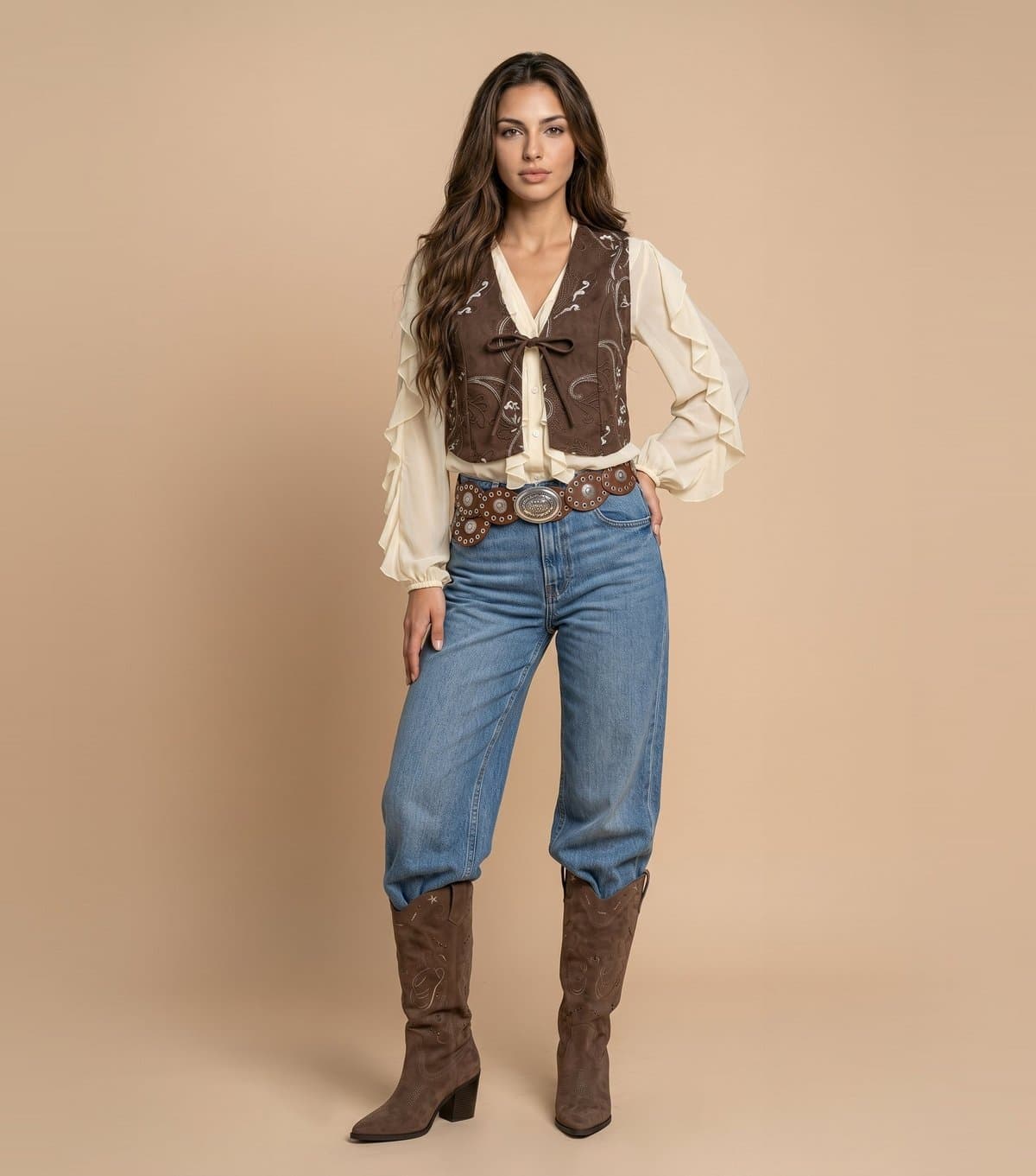 Urban Bliss Women's Brown Floral Embroidered Waistcoat Urban Bliss New Look