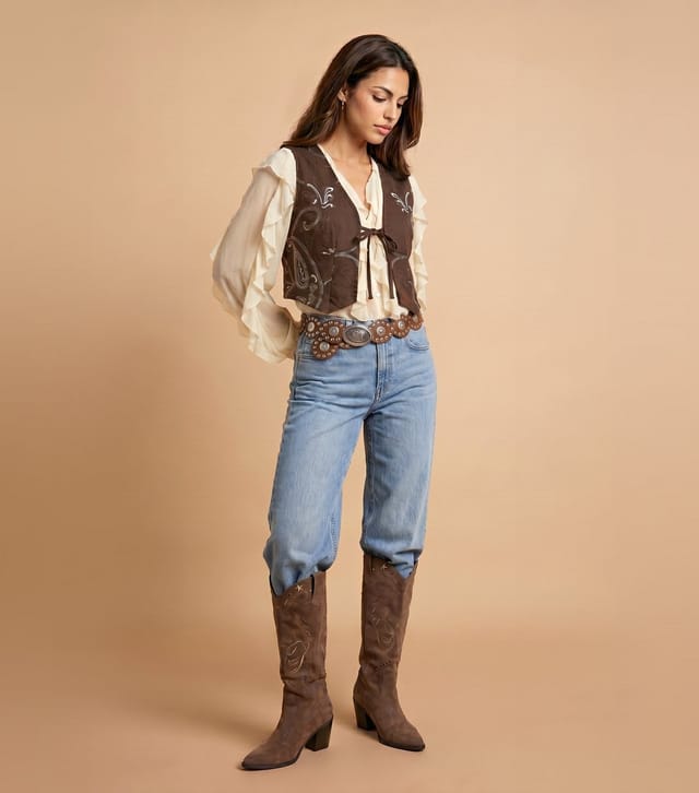 Urban Bliss Women's Brown Floral Embroidered Waistcoat Urban Bliss New Look - 2