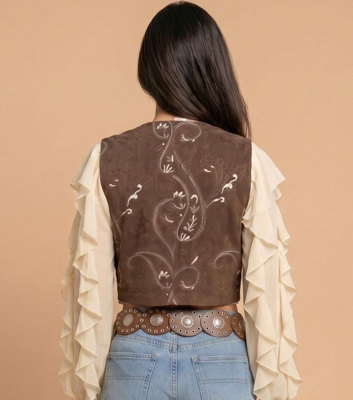 Urban Bliss Women's Brown Floral Embroidered Waistcoat Urban Bliss New Look - 4
