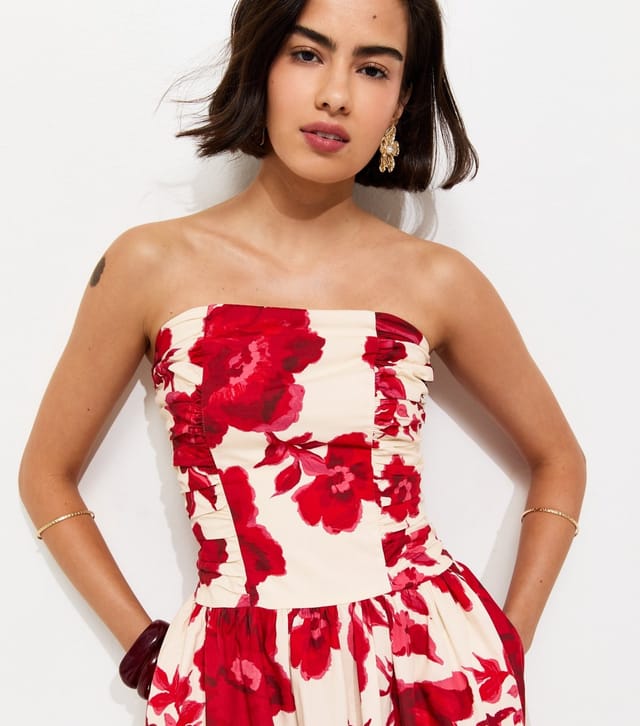 New Look Women's Pink Floral Print Ruched Bandeau Midi Dress New Look - 2