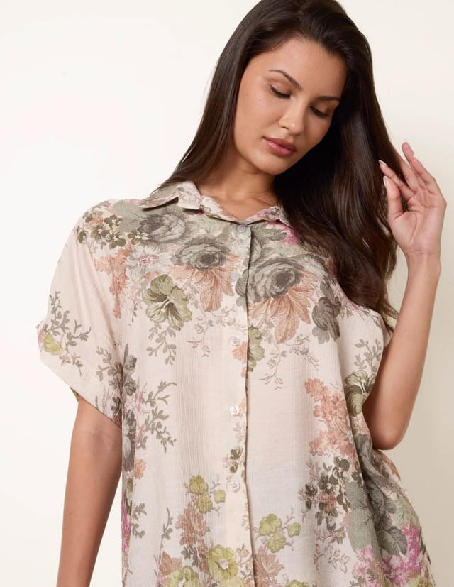 Blue Vanilla Floral Button Front Shirt - 2