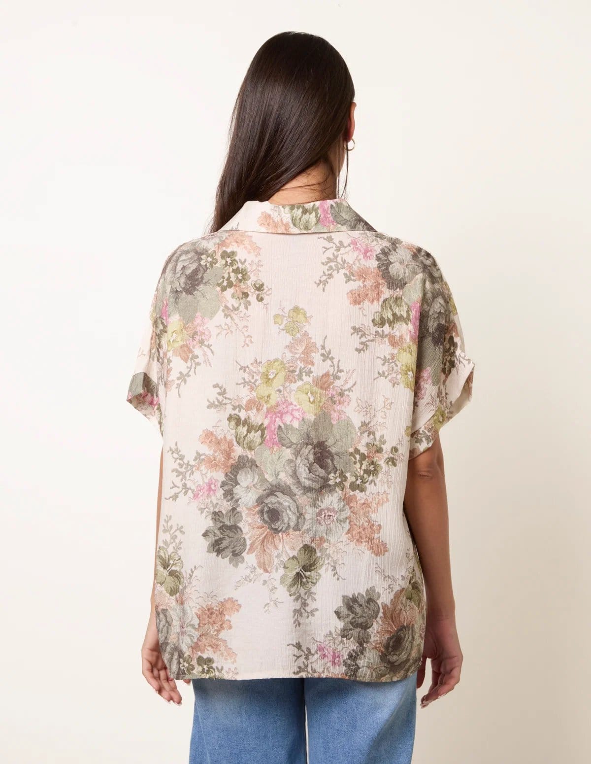 Blue Vanilla Floral Button Front Shirt - 4