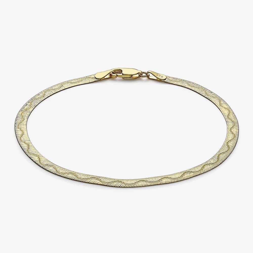 T.H.Baker T.H.Baker Women's 9ct Yellow Gold 7 Inch Diamond Cut Wave Herringbone Bracelet 1.29.9481