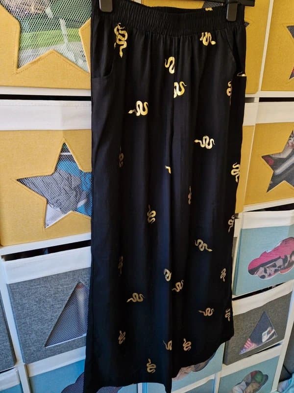 Never Fully Dressed Never fully dressed women's Gold Snake Black Elissa Trousers size 10