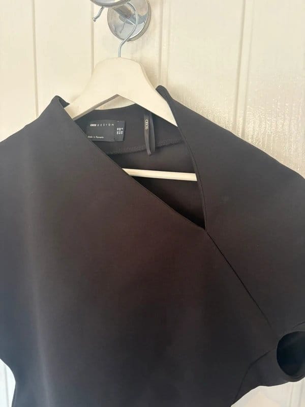 ASOS Design Black Wrap-Neckline Peplum Dress