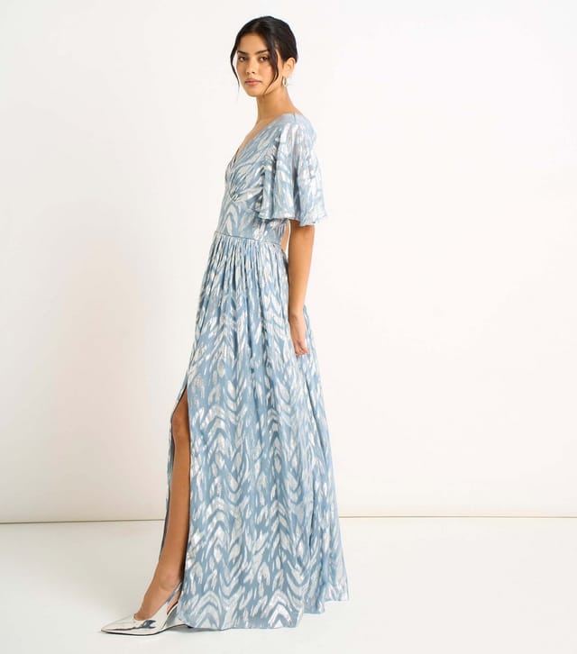 Gini London Women's Blue Metallic Print Maxi Dress Gini London New Look - 3