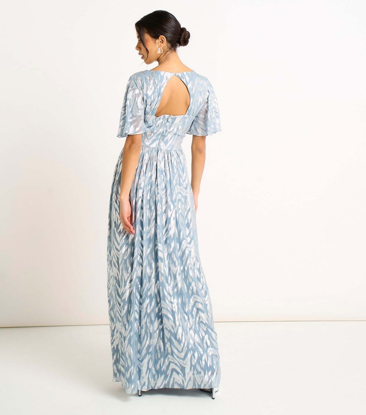 Gini London Women's Blue Metallic Print Maxi Dress Gini London New Look - 4