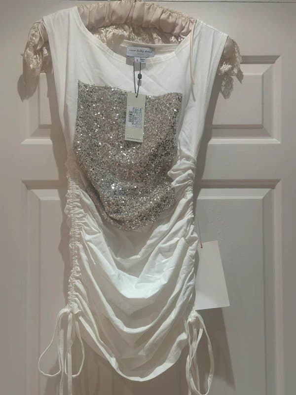 Never Fully Dressed Never Fully Dressed white ruched dress