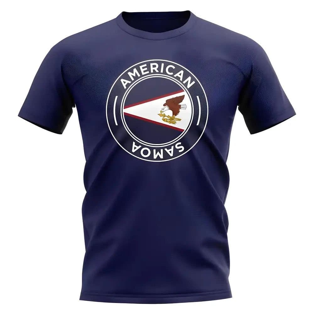 American Samoa American Samoa Men's Personalised Football Badge T-Shirt in Navy
