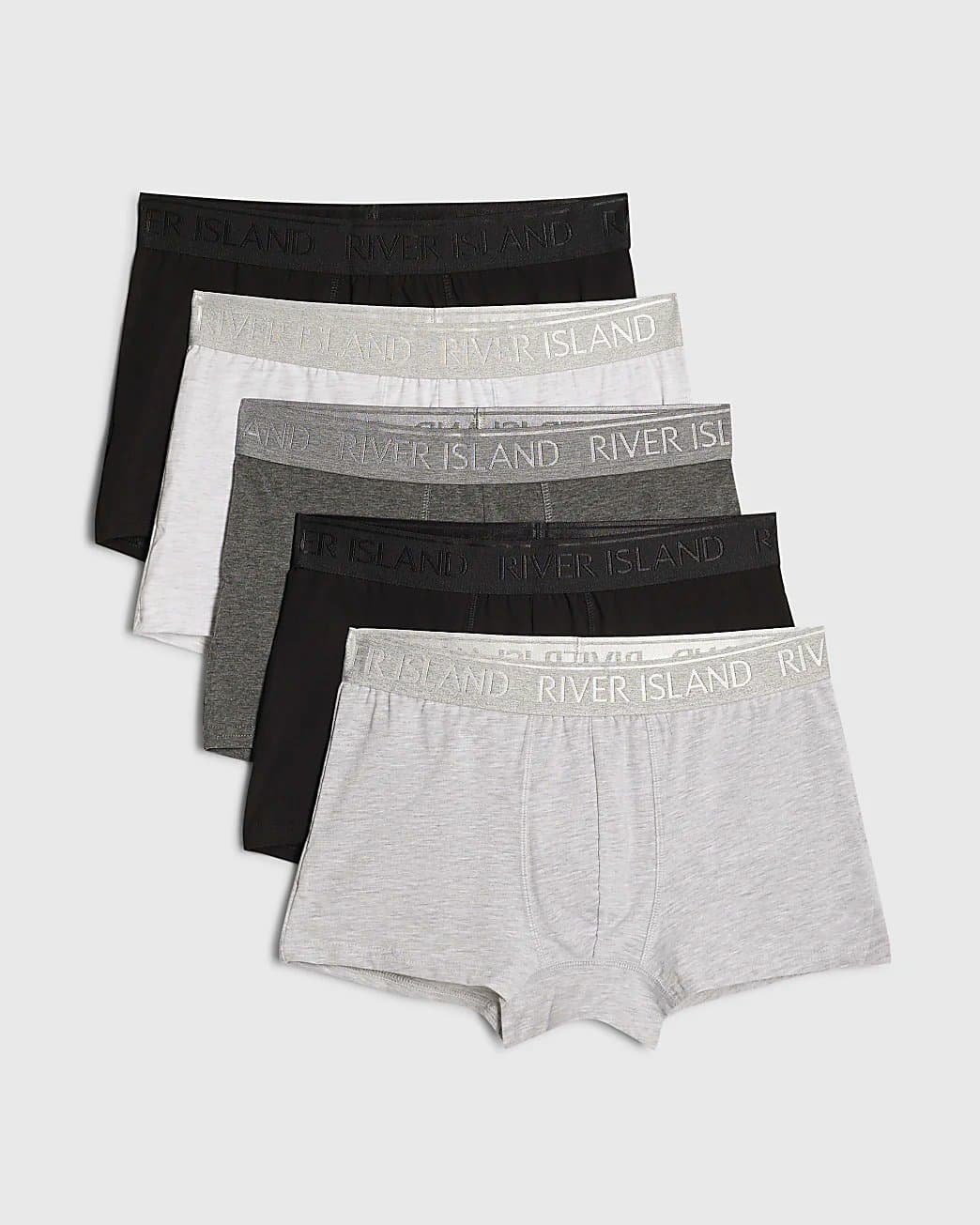 River Island Mens River Island Grey Pack Of 5 Trunks