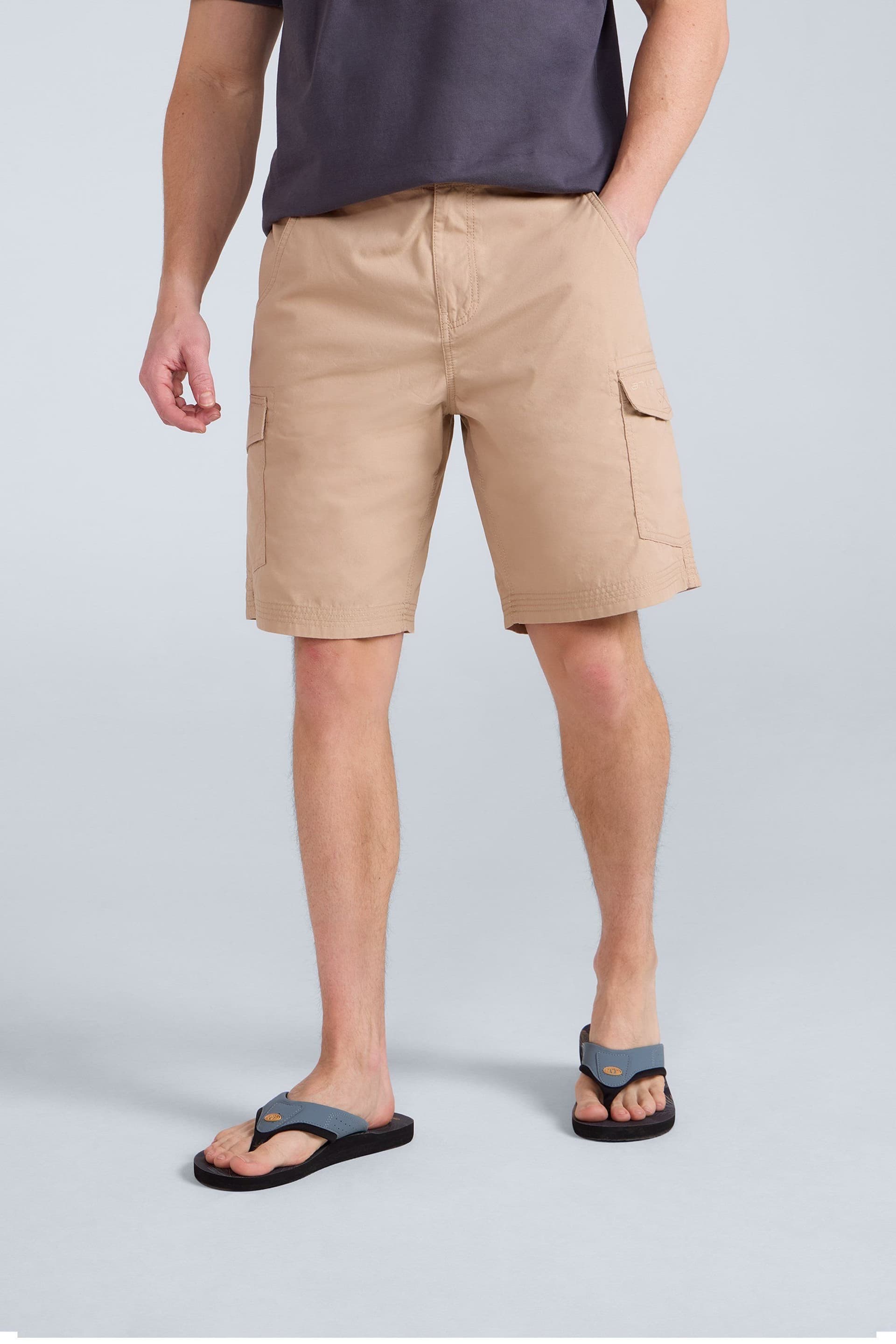 Animal Animal Men's 'Atlantis' Cotton Cargo Shorts Casual Multi Pocket Stylish Half Pants in Beige