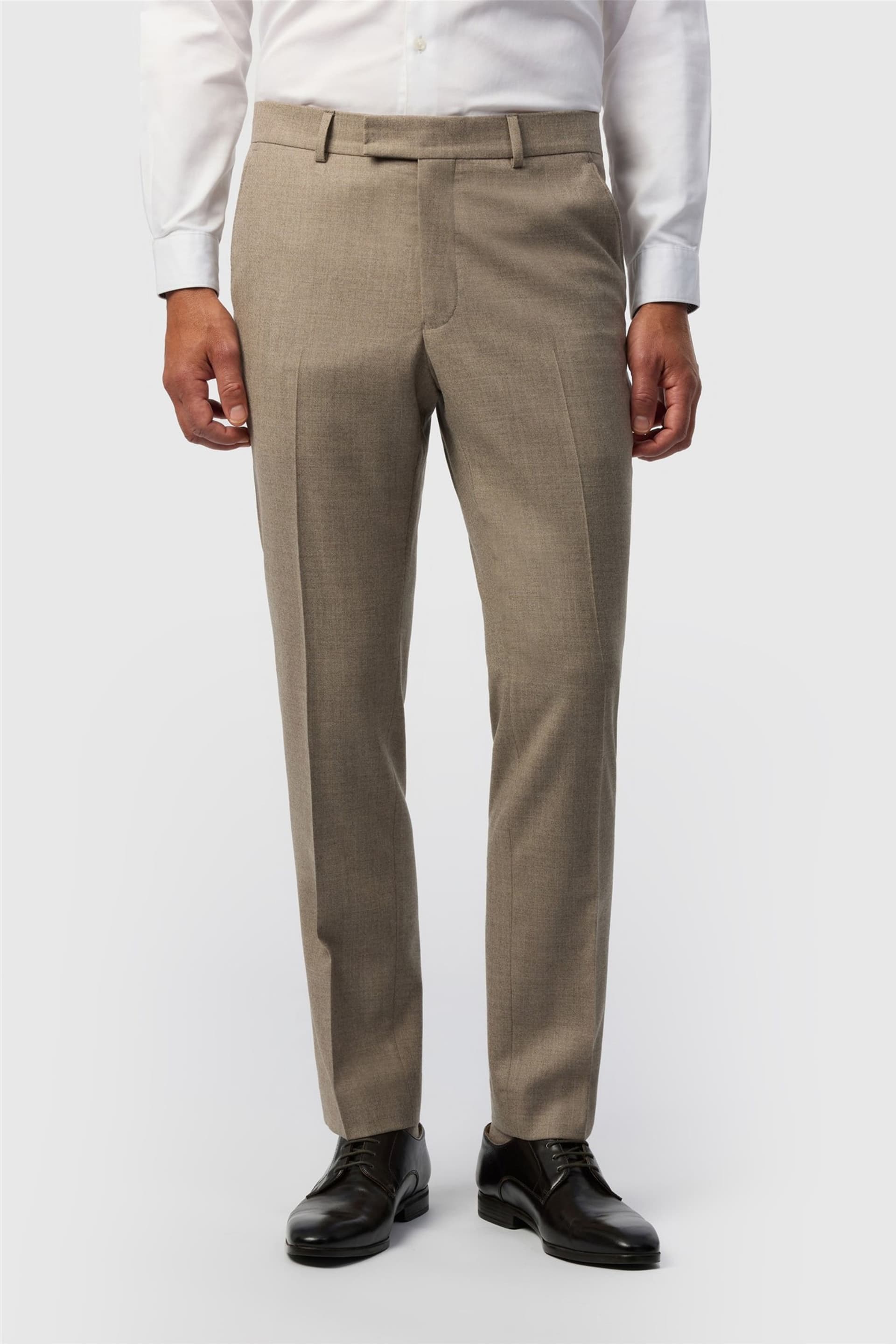 Ted Baker Ted Baker Men's Flat Fronted Tailored Suit Trousers in Stone