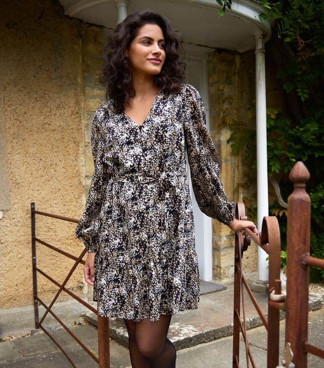 Blue Vanilla Women's Black Belted Chiffon Mini Dress Blue Vanilla New Look - 2