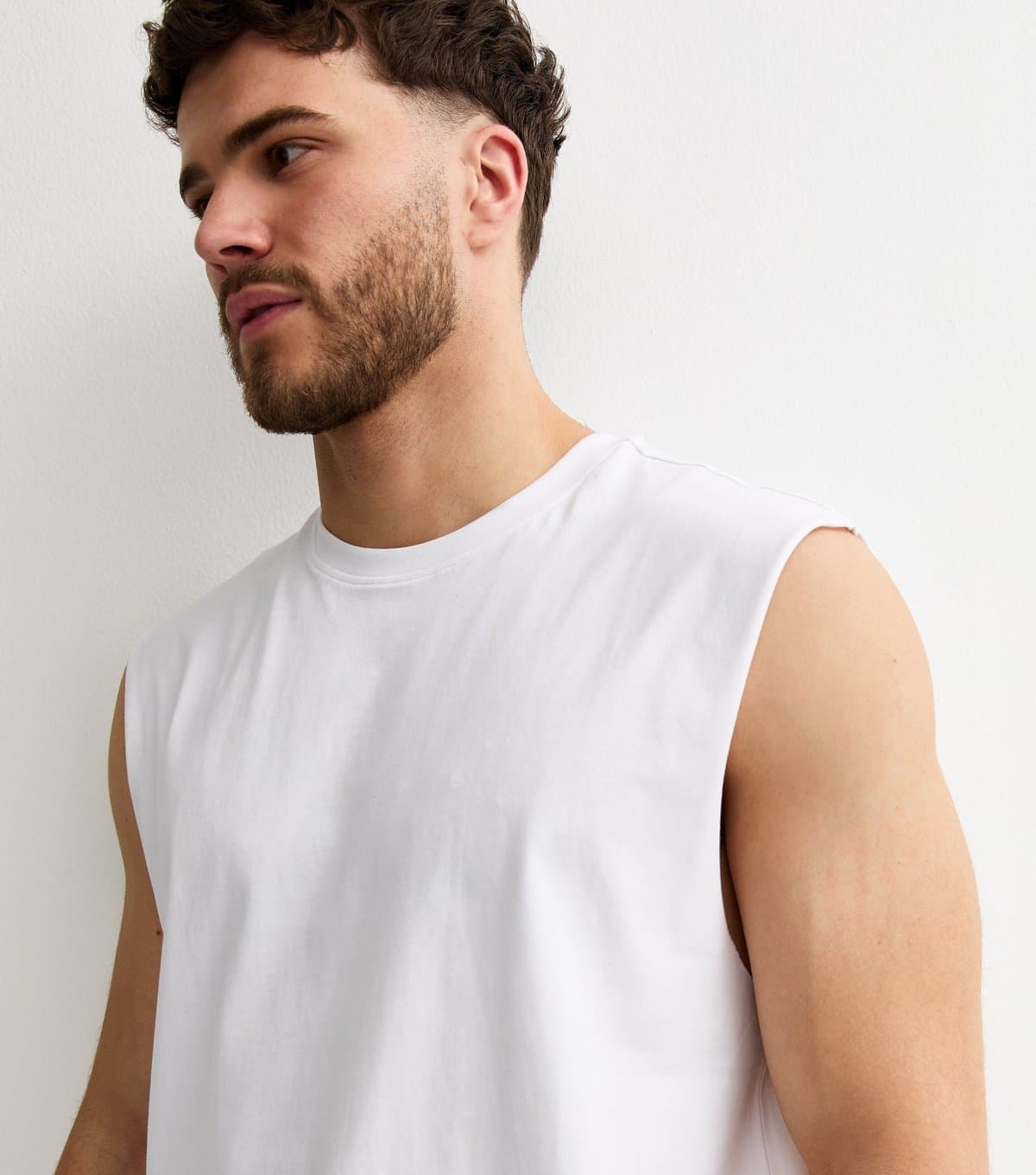New Look Men's White Oversized Cotton Tank Top New Look