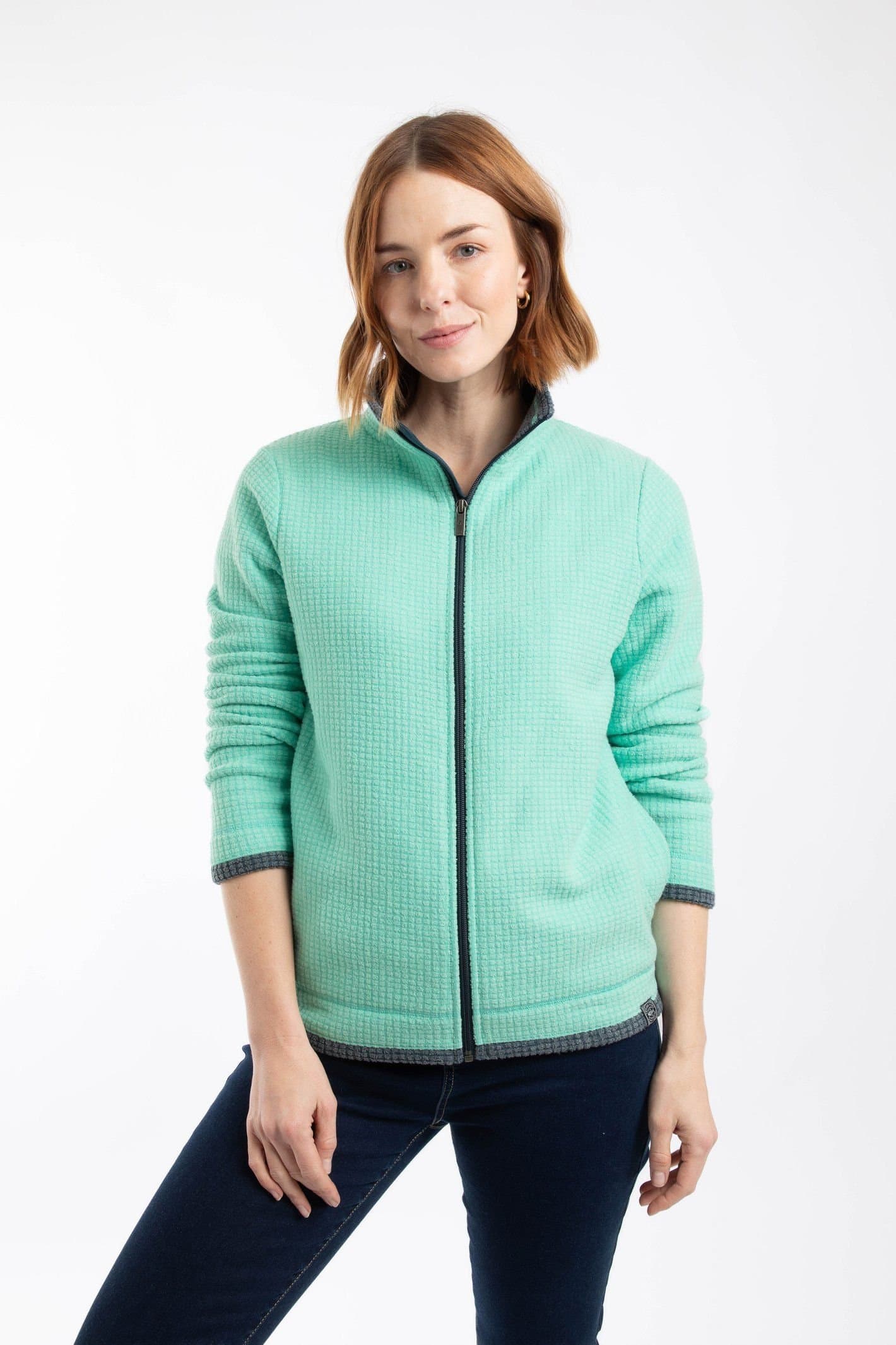 Weird Fish Weird Fish Women's Ariana Full Zip Grid Fleece in Light Green