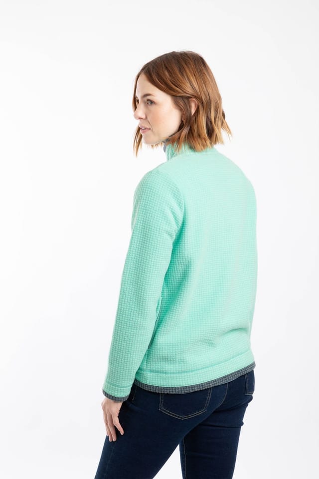 Weird Fish Weird Fish Women's Ariana Full Zip Grid Fleece in Light Green - 3