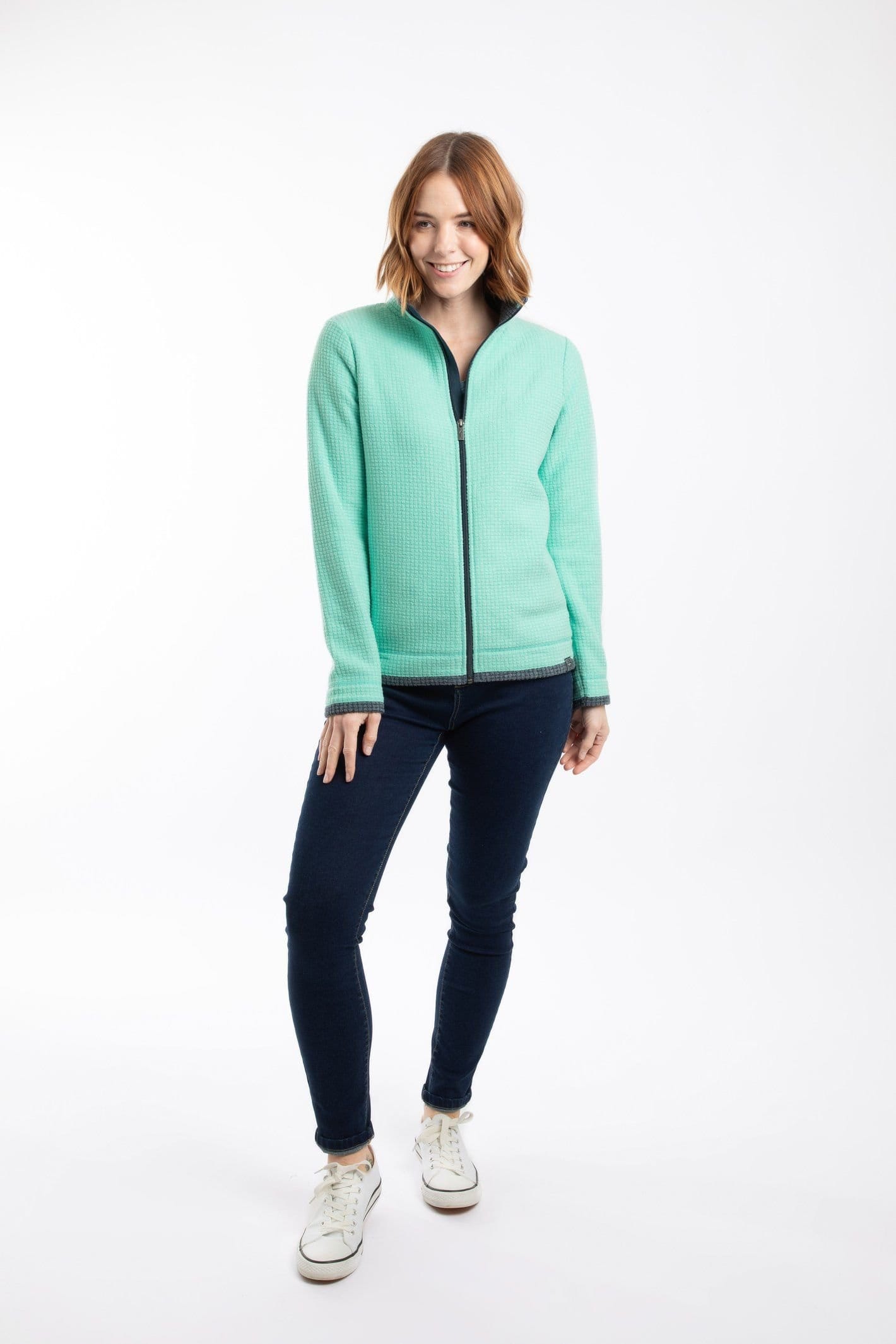 Weird Fish Weird Fish Women's Ariana Full Zip Grid Fleece in Light Green - 4