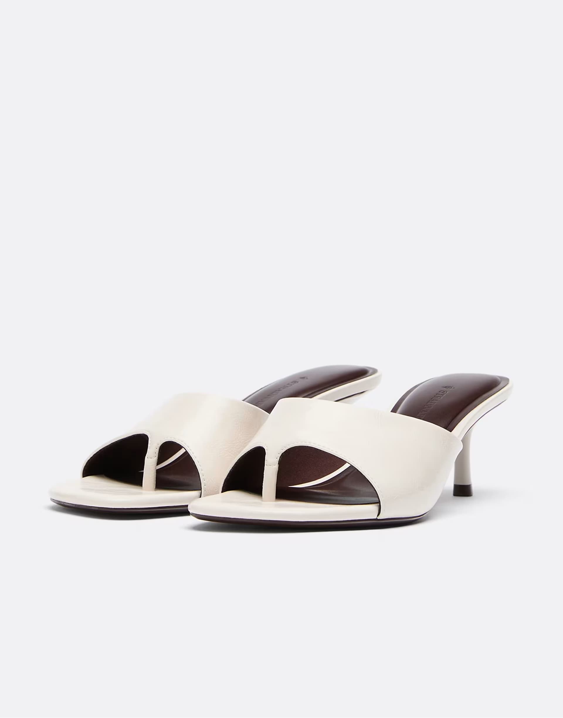 ASOS Stradivarius Heeled thong sandals in ecru