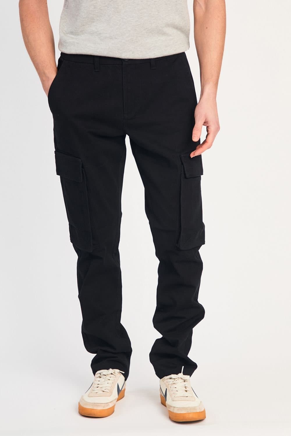 French Connection French Connection Men's Cotton Relaxed Fit Cargo Trousers in Black