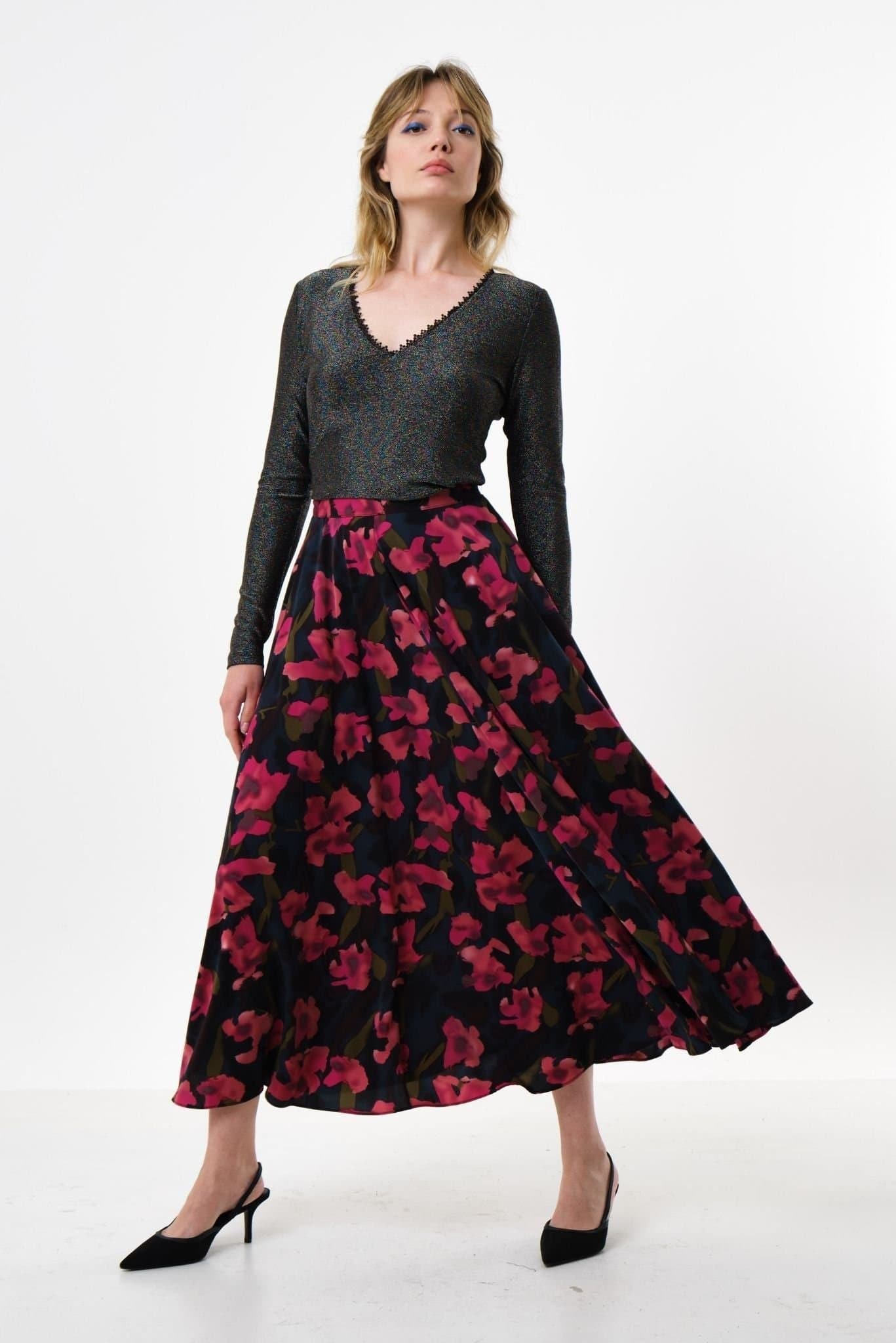 Louche Louche Multicolor Floral Print Midaxi Skirt