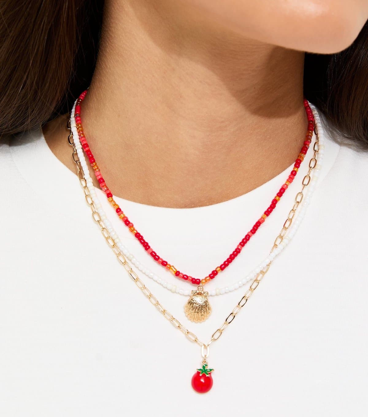 New Look New Look Pink Layered Necklace with Charms