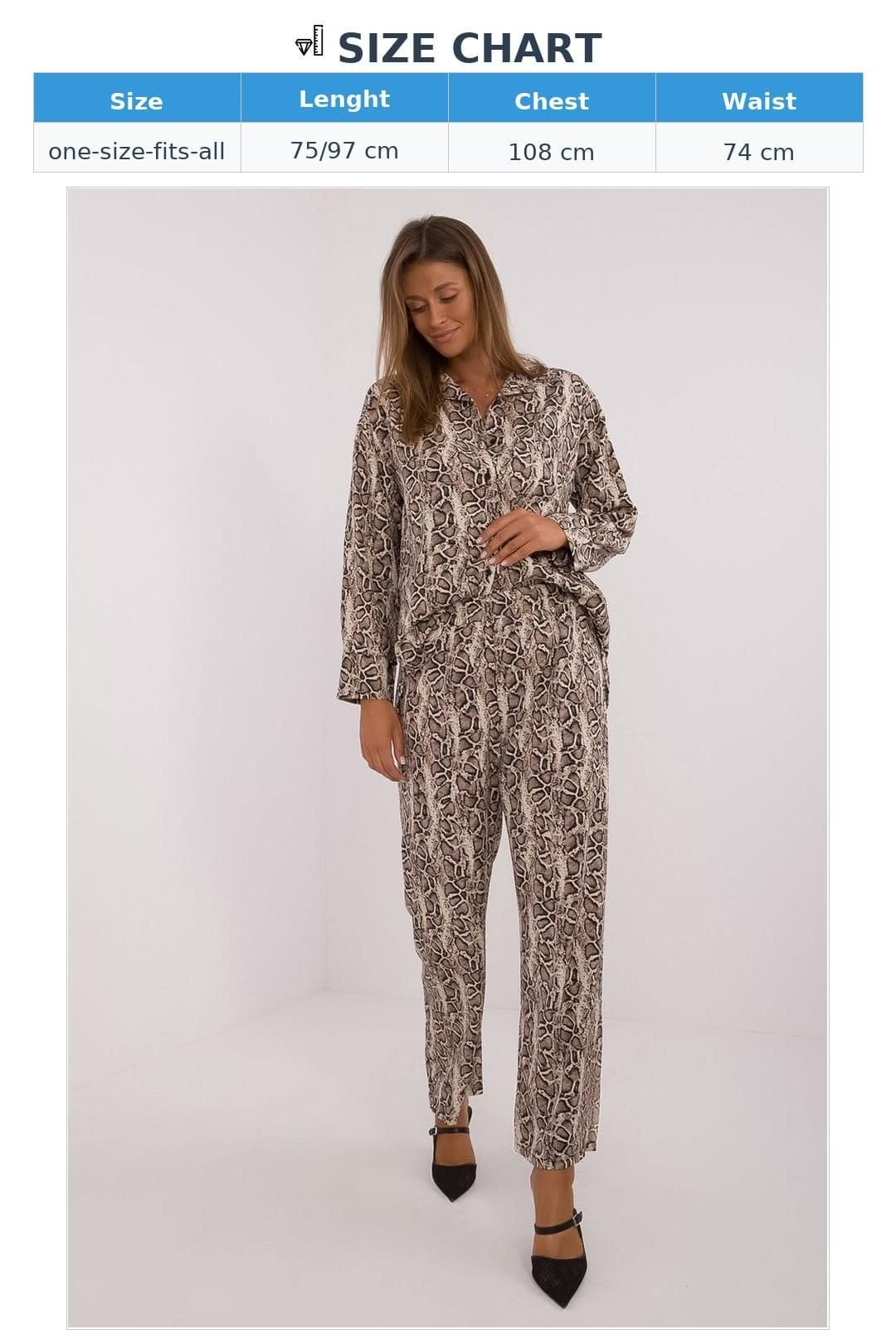 Love Lace Love Lace Women's Animal Print Shirt & Wide Leg Pants Set in Beige - 4