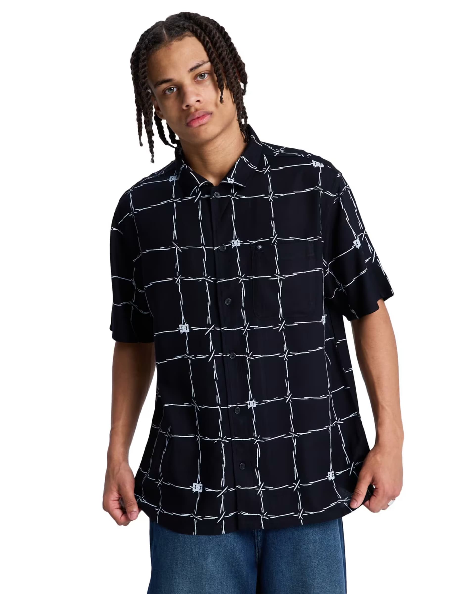 ASOS DC Shoes Wired resort short sleeve shirt in black