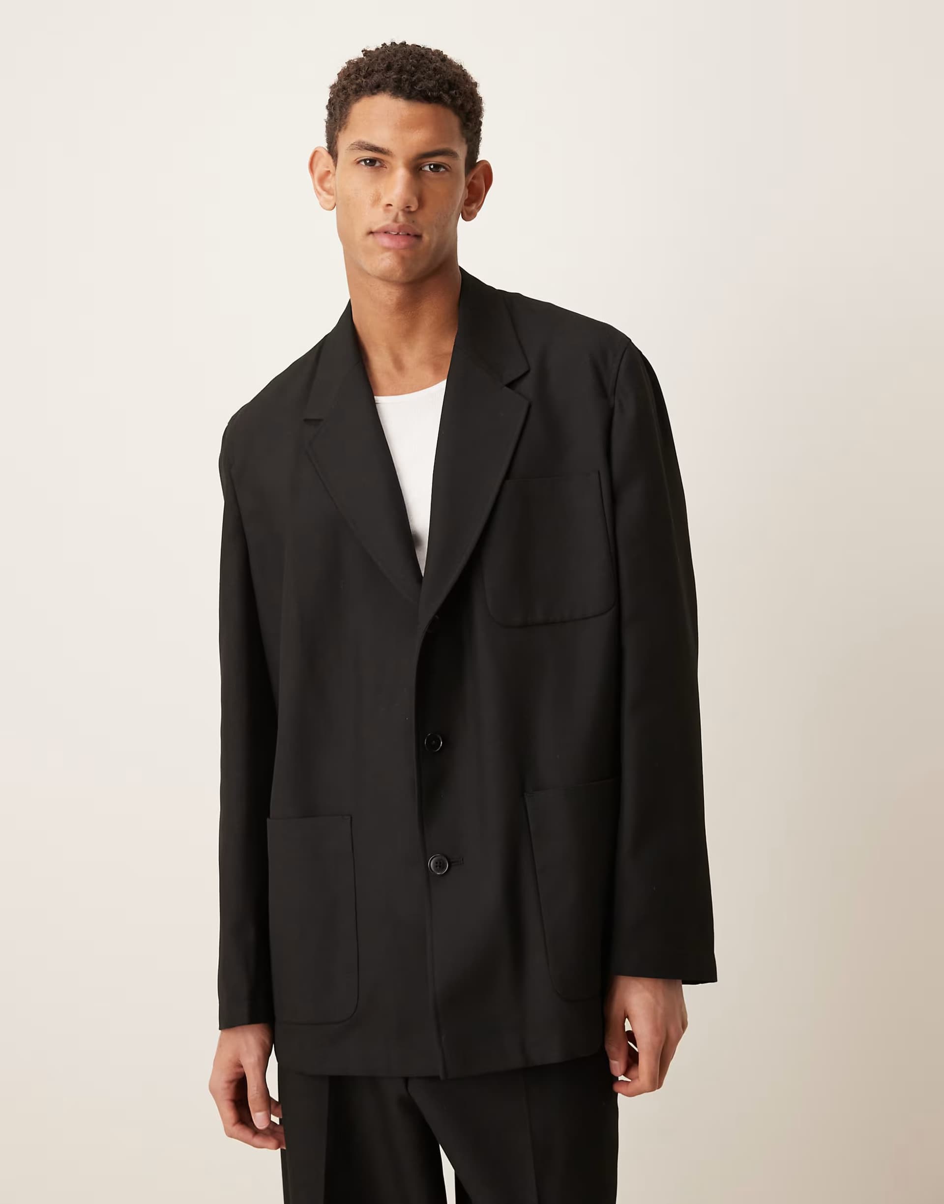 ASOS ASOS DESIGN slouchy painter suit jacket in black twill