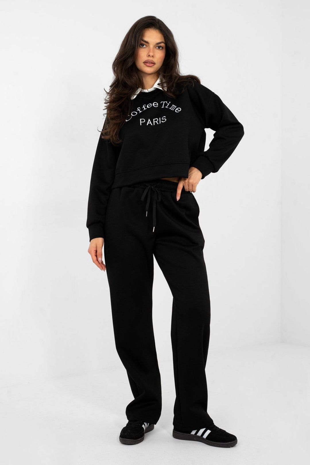 Love Lace Black Embroidered Hoodie & Pants Set