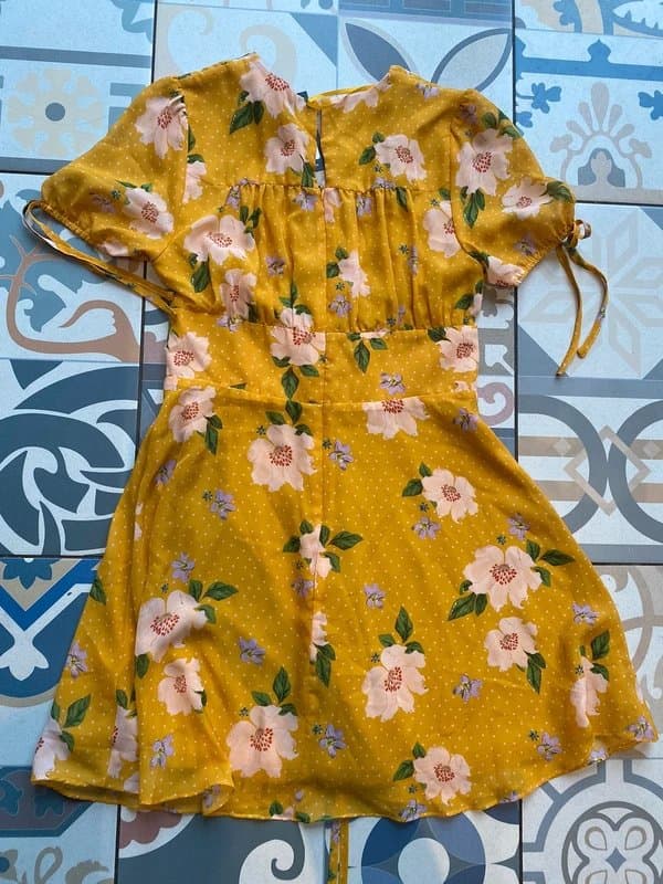 New Look New Look Mustard Floral Corset dress gypsy tea dress style
