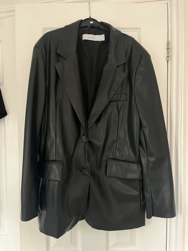 Bershka Black Faux Leather Blazer