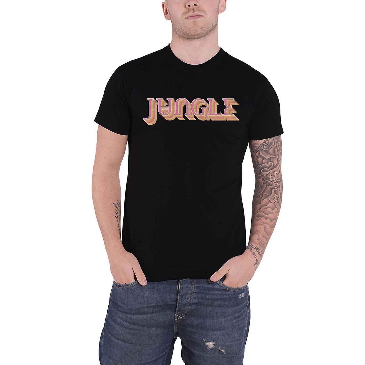 Jungle Jungle Men's Coloured Cotton Logo T-Shirt in Black - 3