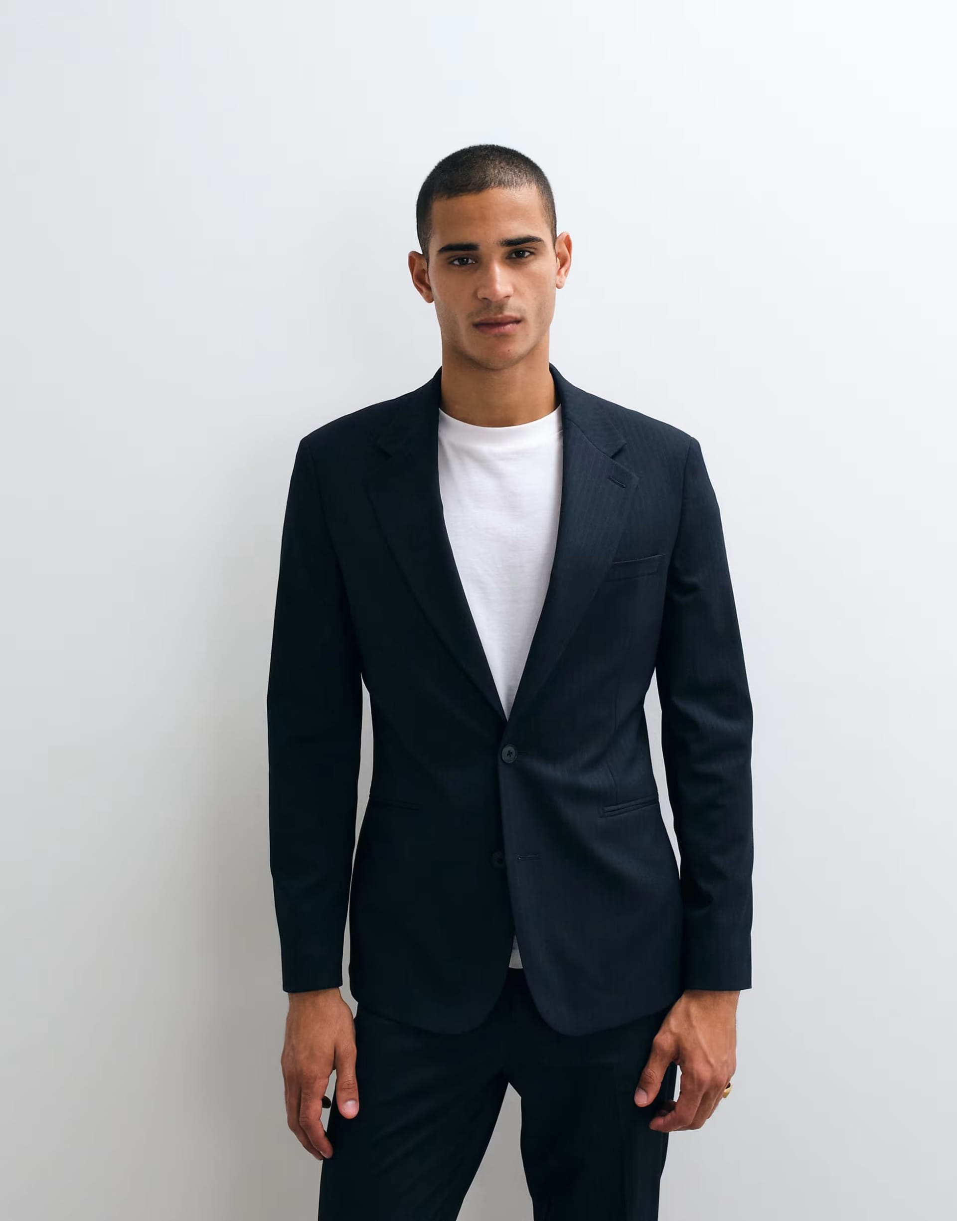 ASOS DESIGN Navy Pinstripe Slim Suit Jacket