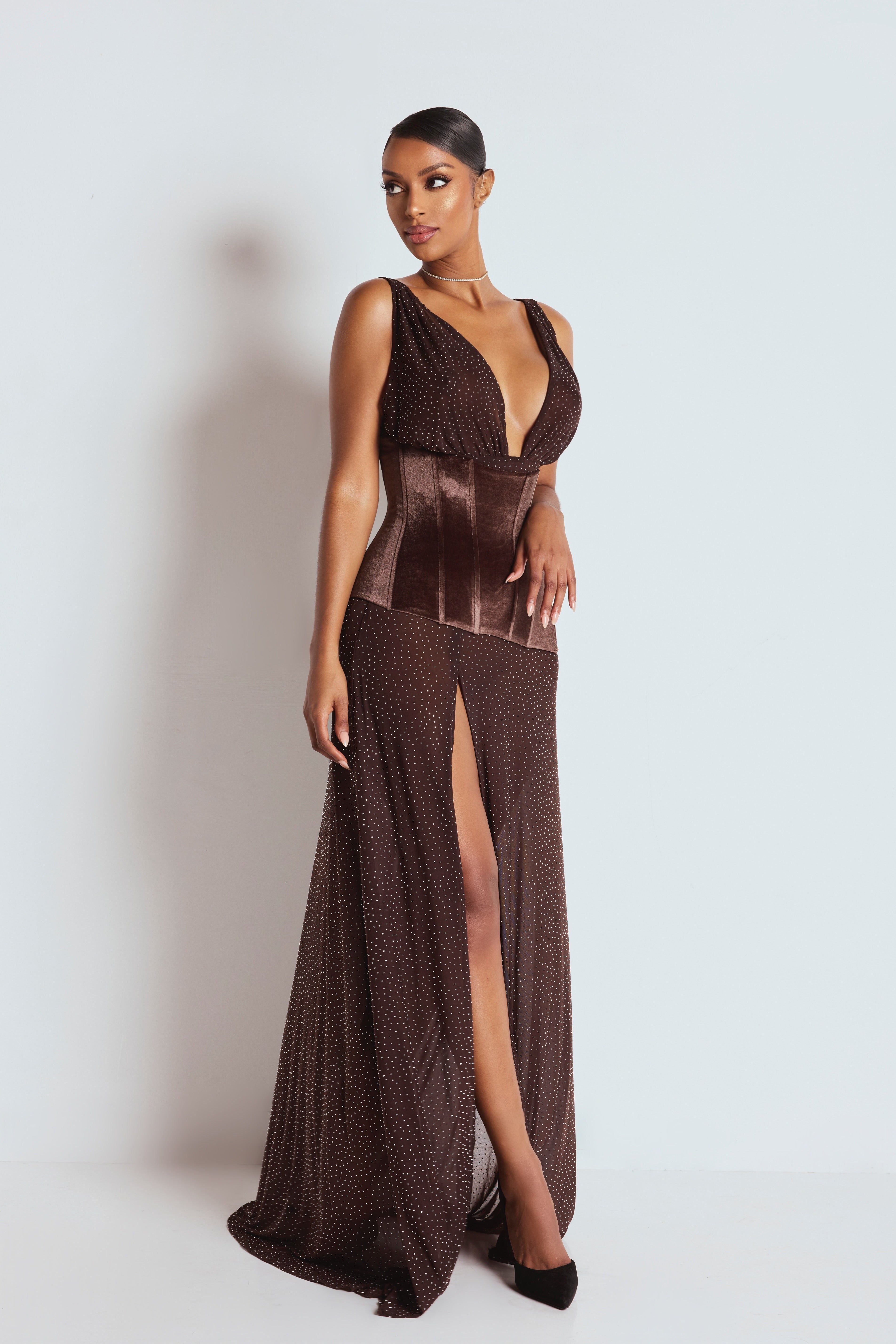 LEMONLUNAR LEMONLUNAR Women's The Madison Maxi Dress Brown - 3