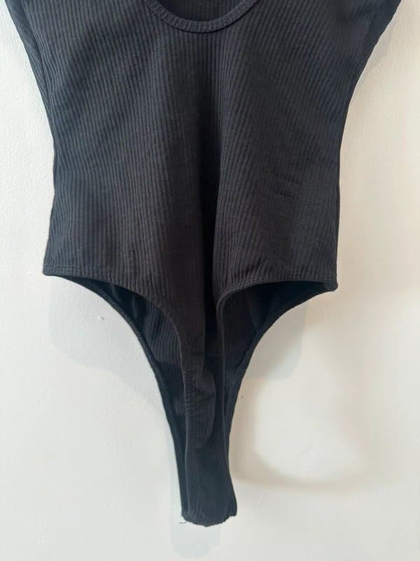 Bershka Bershka Black High Leg Thong Bodysuit
