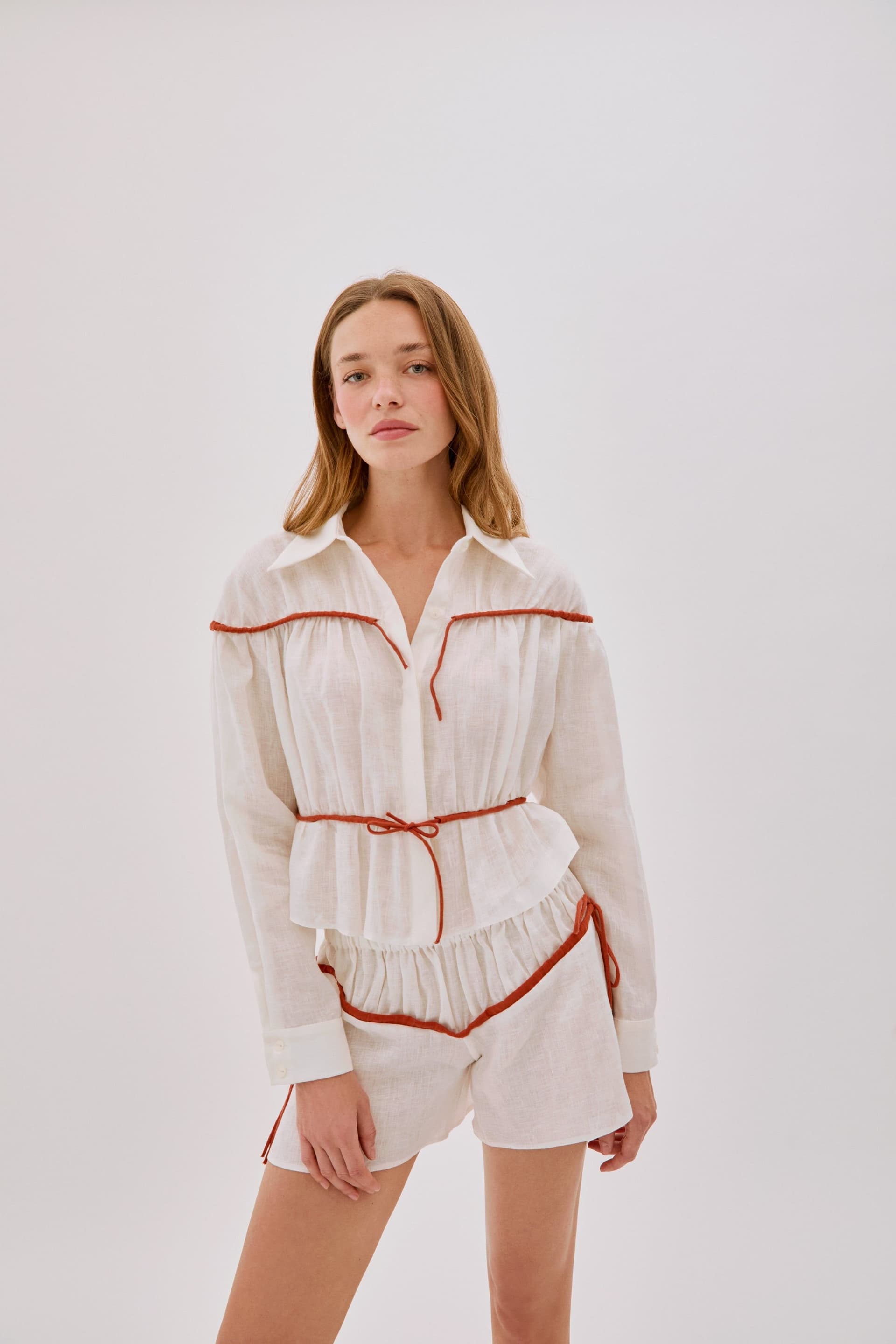 Labeca Labeca Women's Colette Linen Tie Shirt in Ecru