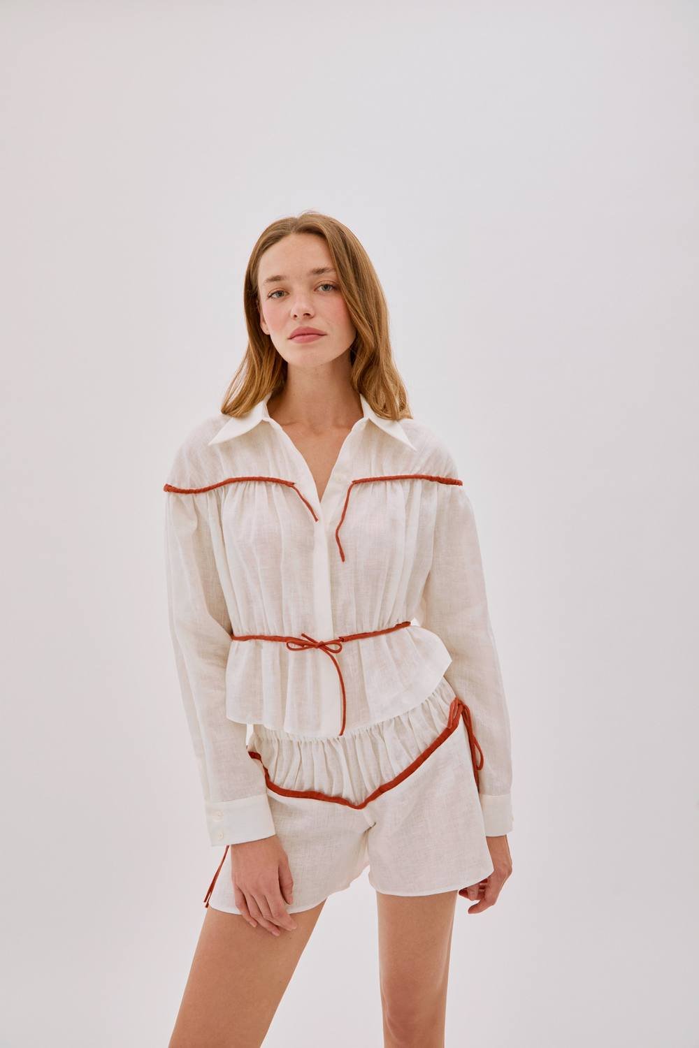 Labeca Labeca Women's Colette Linen Tie Shirt in Ecru - 2