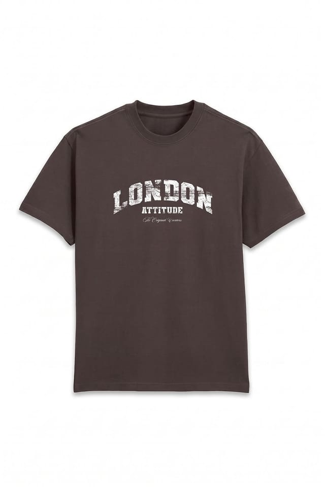 LONDON ATTITUDE LONDON ATTITUDE Men's Fearless Street Culture Oversized Heavyweight Graphic T-Shirt in Chocolate - 3