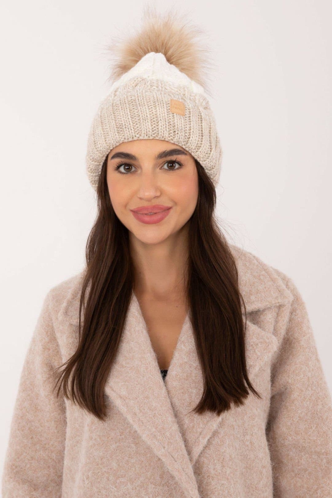 Love Lace Love Lace Women's Winter Beanie Plaid Pom Pom Fleece Lined Knit Hat for Cold Days in Beige