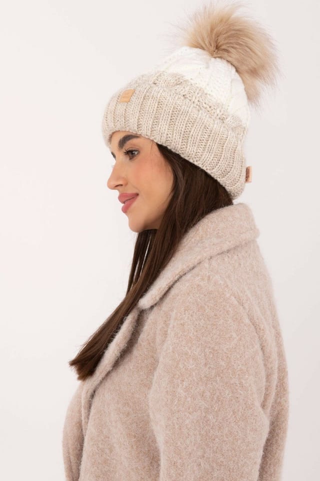 Love Lace Love Lace Women's Winter Beanie Plaid Pom Pom Fleece Lined Knit Hat for Cold Days in Beige - 2