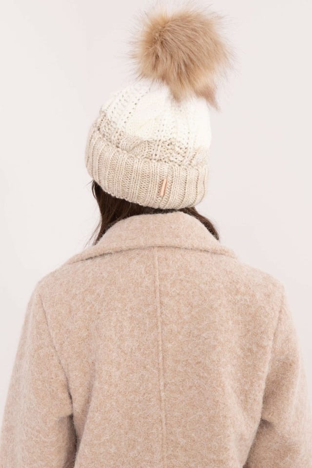 Love Lace Love Lace Women's Winter Beanie Plaid Pom Pom Fleece Lined Knit Hat for Cold Days in Beige - 3