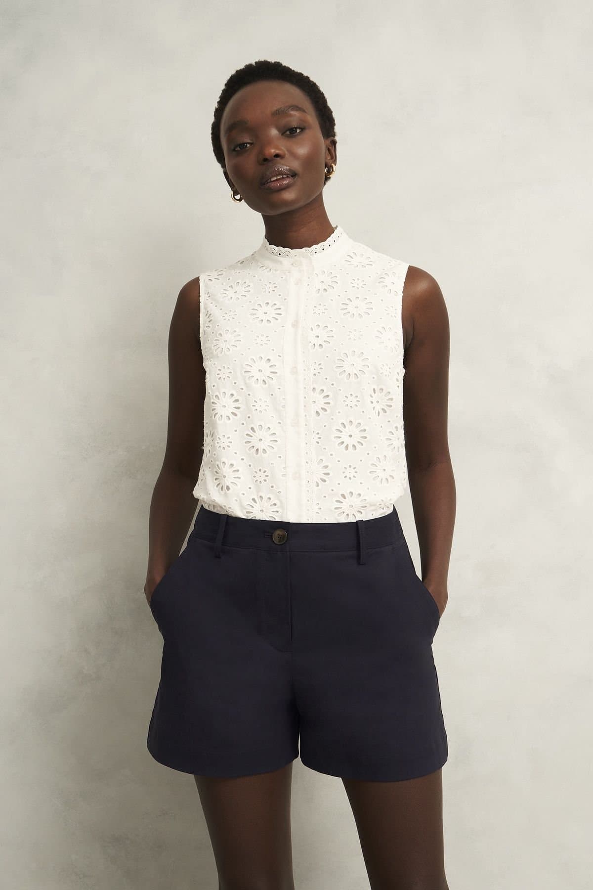 Hobbs London Hobbs London Dark Navy Cotton Stretch Chino Shorts